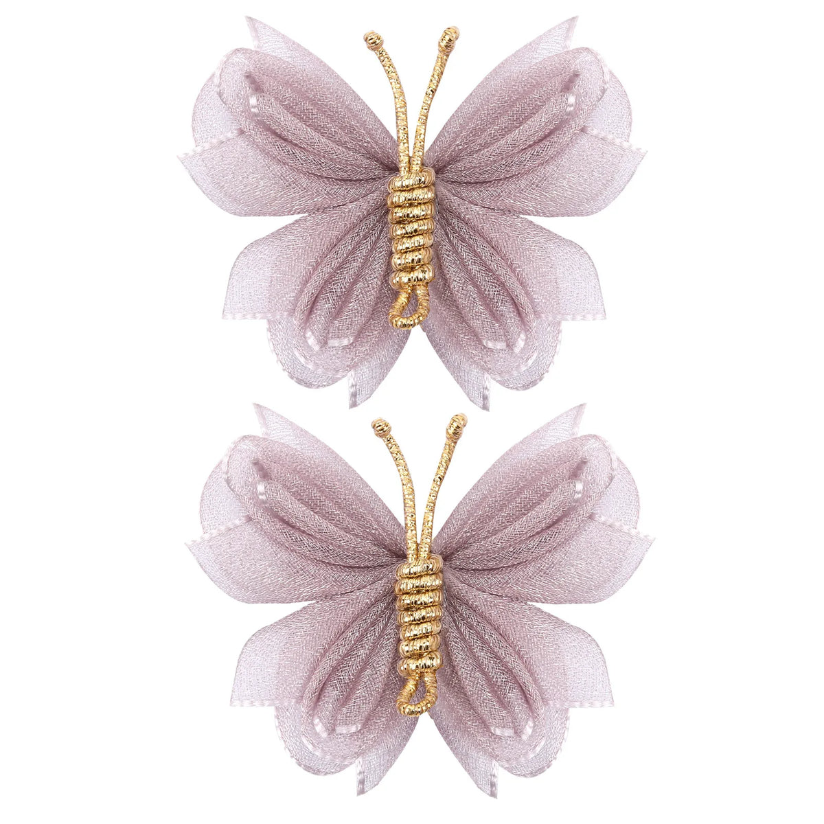 Butterfly Hair Clips with Gold Flocking - 2-Piece Gradient Gauze Hairpins for Girls