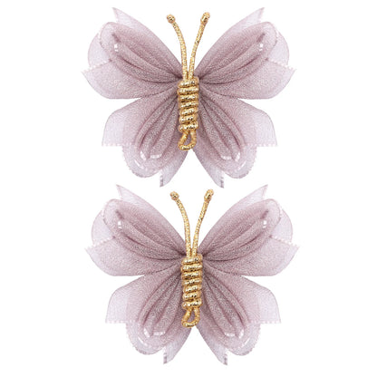 Butterfly Hair Clips with Gold Flocking - 2-Piece Gradient Gauze Hairpins for Girls