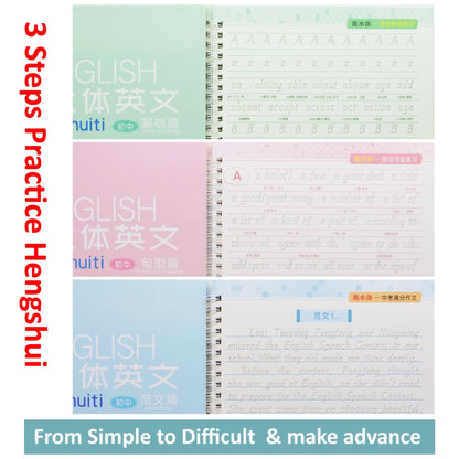 3D Groove English Copybook: Practice Magic Learning Books for Junior Students - Handwriting Improvement, 1 Book with 6 Refills