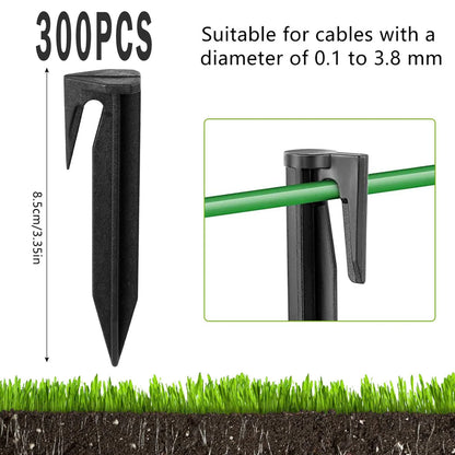 Garden Lawn Mower Ground Pegs - 100-300PCS Eco-Friendly Boundary Cable Stakes for Quick Installation