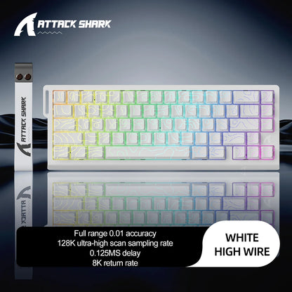 X68HE Attack Shark Magnetic Mechanical Gaming Keyboard – Wired Pro Gaming with 0.01mm Rapid Trigger, 8000Hz, SOCD/Rs 0.125ms