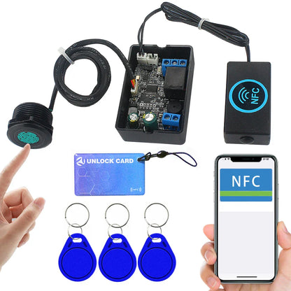 Mobile Phone NFC Fingerprint Relay Control Module – DC10V-120V IC Card Access Controller for Locomotive Car Unlock