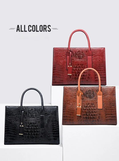 New Crocodile Pattern Handbag Set for Women — 3Pcs Tote, Shoulder Bag & Clutch, Large Capacity Fashion Set
