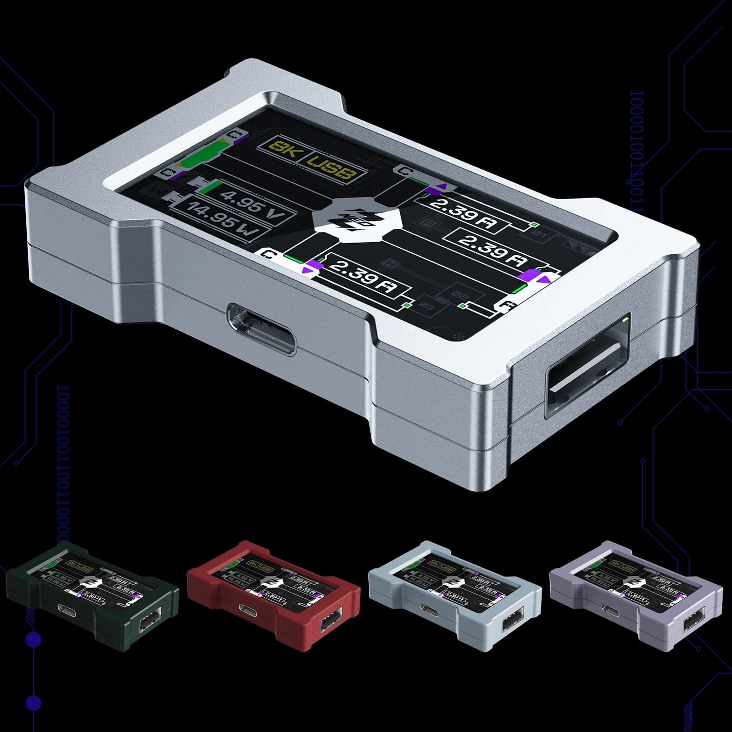 HMLAB ZNEO Gaming USB Hub – 2-to-3 Port with 8K Hz, Independent Power & Screen for Gaming Desk Setup