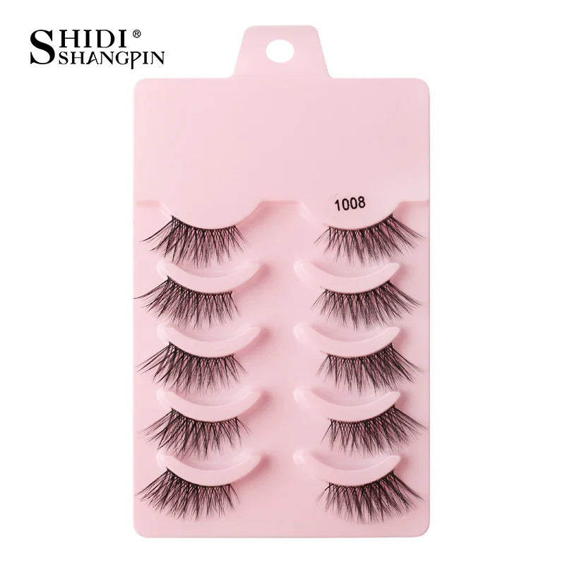 SHIDISHANGPIN 5/10 Pairs Cat Eye False Lashes – 3D Mink Half Lashes, Eyelash Extensions for Natural Makeup, Faux Cils Maquiagem