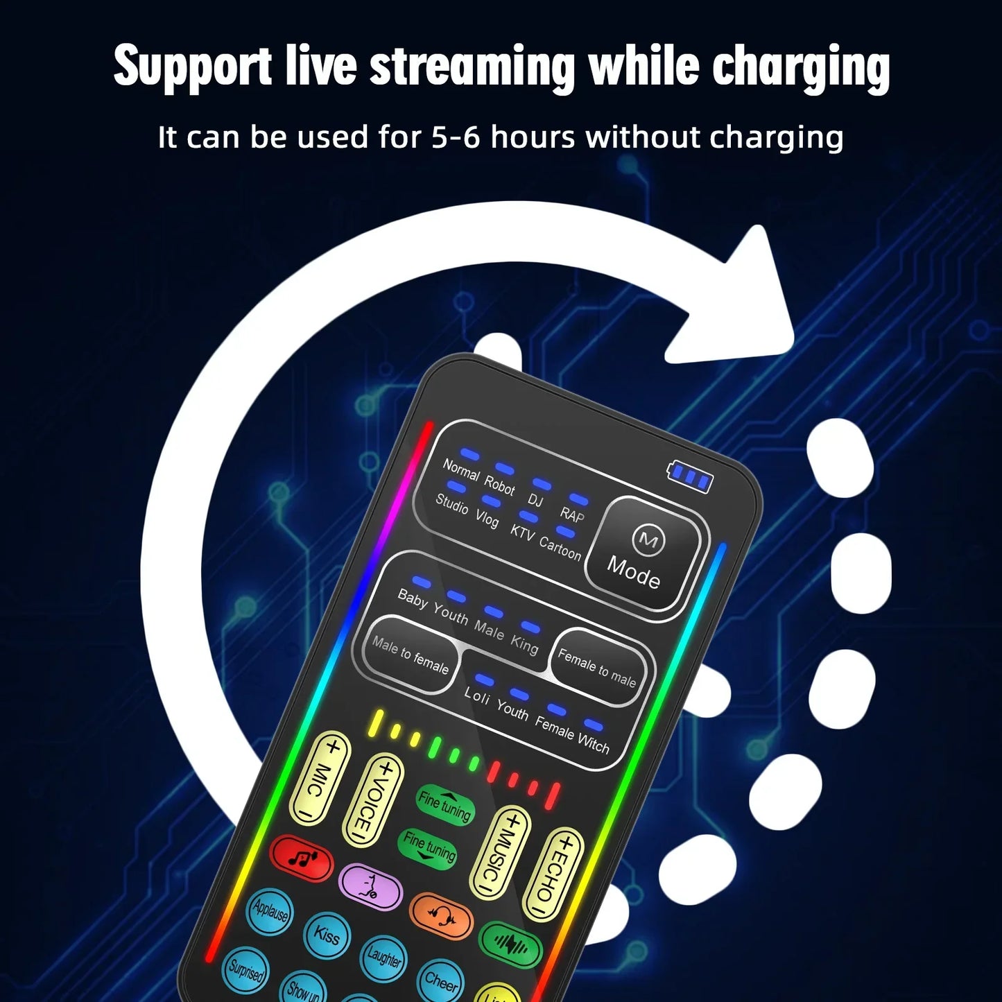 I9 Mini Voice Changer Sound Card Kit - Audio Effects Machine with Headphones & Microphone for Phone Live Streaming