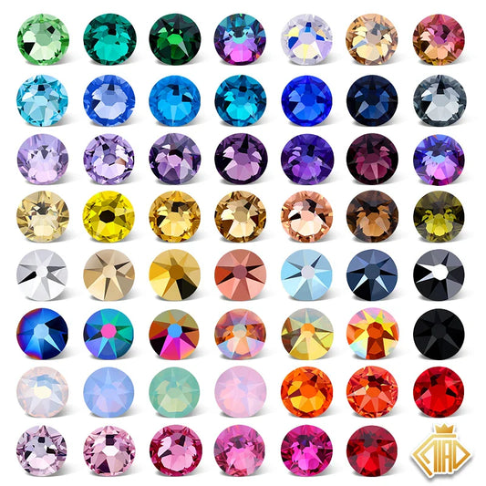 QIAO 2088 Crystal Nail Art Rhinestones — Flat Back Non-Hotfix Strass for DIY Nail Decorations (8 Big + 8 Small)