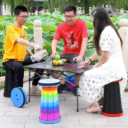 Portable Round Folding Chair: Accordion Style with Height Adjustment - Simple Tool for Playground, Elephant Swing, Queue Chair