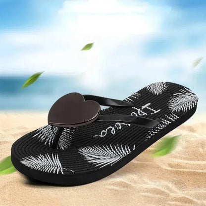 Women’s Heart Love Cloud Flip Flops - Summer Beach, Home & Bathroom Platform Slides
