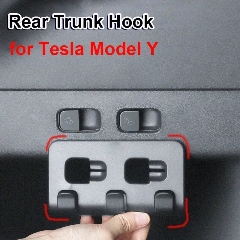 Updated Rear Trunk Hook for Tesla Model Y 2024 – Interior Storage Hanger for Luggage, Bags & Umbrella Organizer Accessories, Durable Car Hook Holder