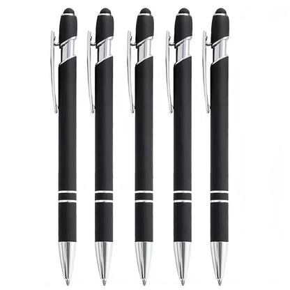 2-in-1 Metal Stylus Ballpoint Pen — 1.0mm Black Ink Pen for Smartphone and Tablet, Set of 5–10 Pieces