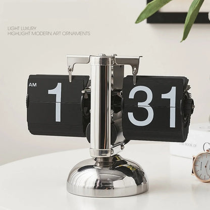 Digital Down Clock – Retro Minimalist Single Foot Mechanical Auto Desk Clock for Home & Living Room