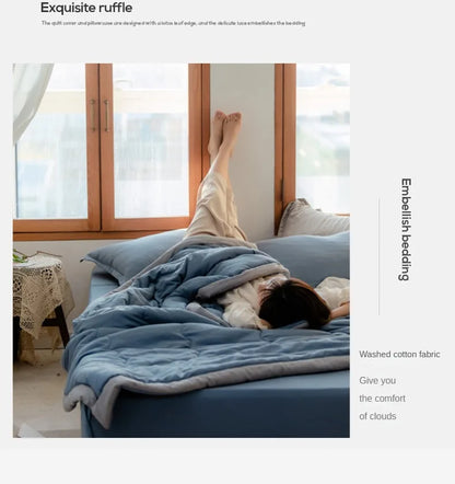 2024 Japanese Cotton-Polyester Summer Quilt – Lightweight, Washable, Skin-Friendly Solid Color Quilt