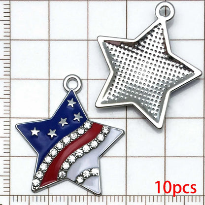 10/13pcs Enamel Flag Charms - Alloy Independence Day Pendants for DIY Bracelets Necklaces & Jewelry Making