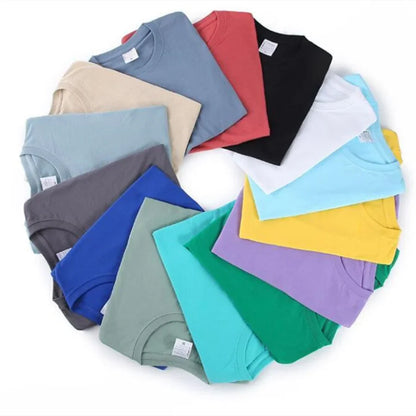 100% Cotton Unisex T-Shirt – Solid Color O-Neck Short Sleeve Tops for Men & Women, Summer Korean Loose Fit M-4XL