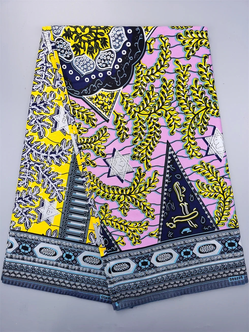 Grand African Wax Glitter Glam Fabric - 100% Cotton Ankara Batik Gold Print Pagne for Party Dresses & Sewing