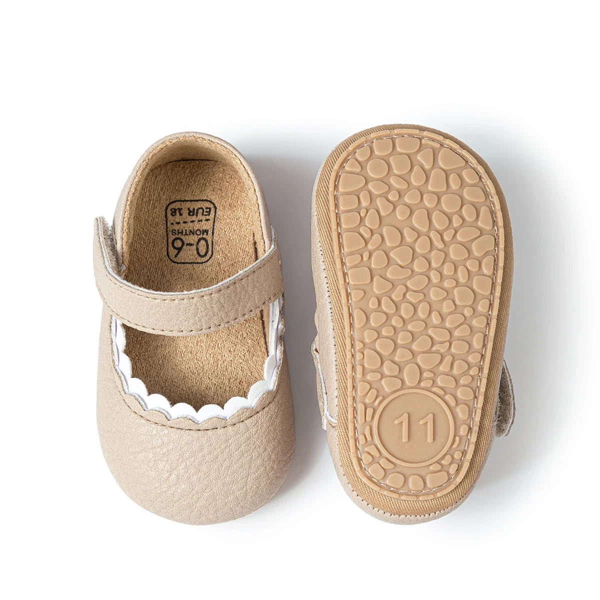 Meckior Baby Boys & Girls Shoes - Infant Leather with Rubber Sole, Anti-Slip Toddler First Walkers, Newborn Princess Crib Shoes