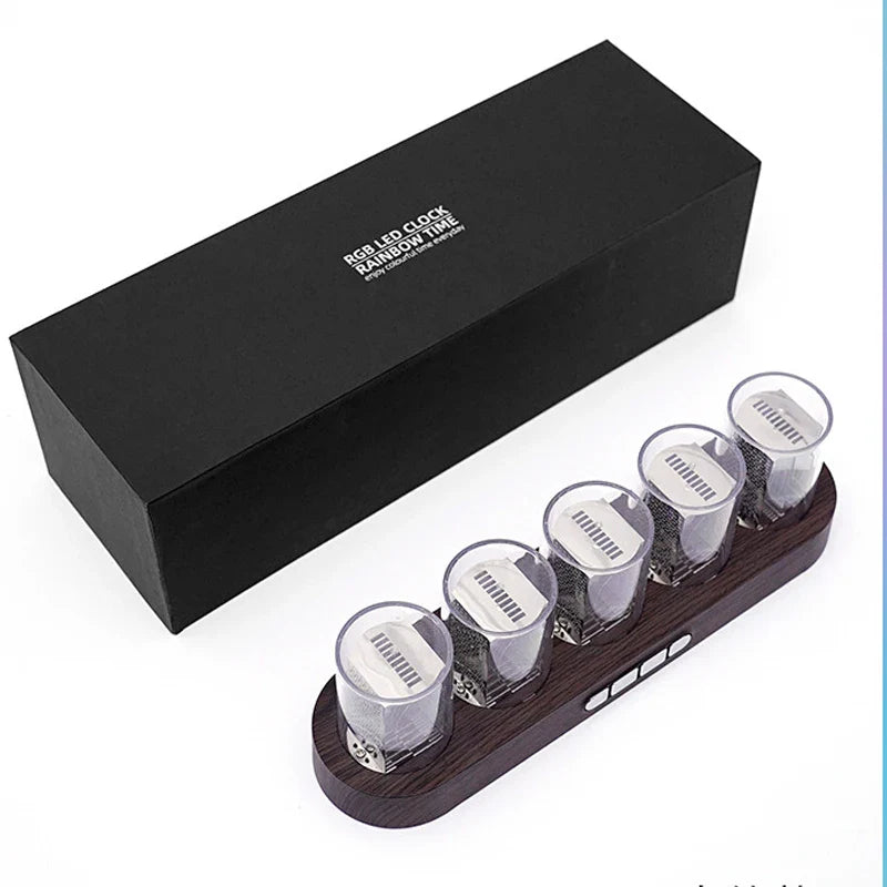 Digital Nixie Tube Clock with RGB LED – Desktop Game Room Décor with Luxury Gift Box