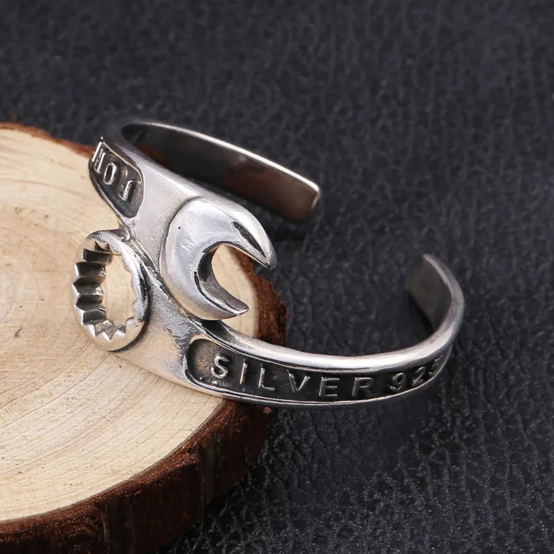 Domineering Wrench Bracelet for Men - Open Cuff Motorcycle Biker Punk Rock Party Jewelry Gift