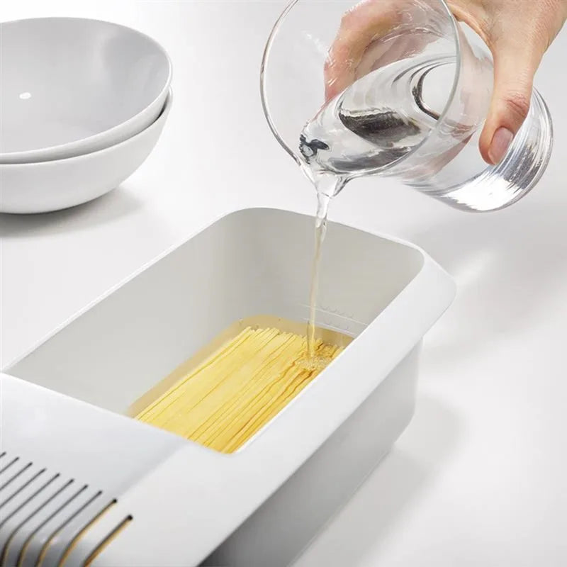 Microwave Noodles Pasta Cooker with Strainer | Eco-Friendly Plastic Spaghetti Vegetable Steamer | Dishwasher-Safe Kitchen Accessory