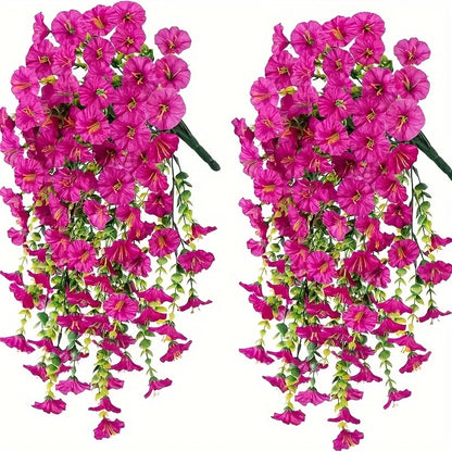UV-Resistant Artificial Morning Glory & Eucalyptus Hanging Plants – Outdoor Home, Garden & Wedding Decor