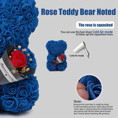 25cm Eternal Rose Teddy Bear – Artificial Flower Gift for Mom, Mother’s Day, Birthday, Valentine’s & Anniversary