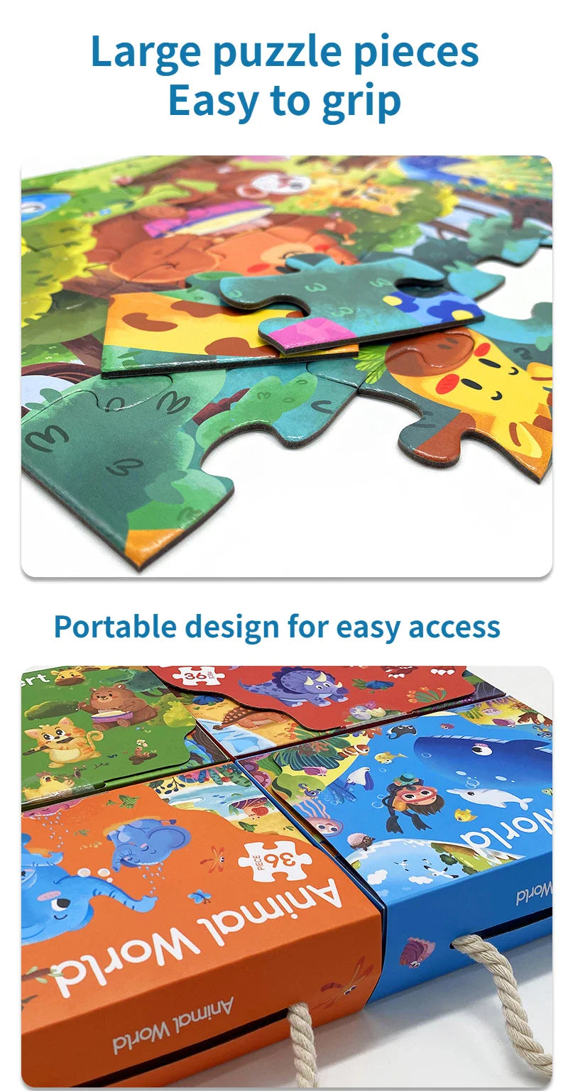 36PCS Large Piece Jigsaw Puzzle – Educational Paper Puzzle for Kids Ages 3–6
