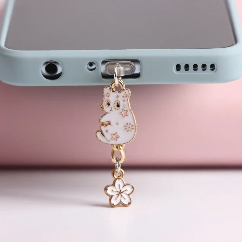 Kawaii Cat Phone Dust Plug Charm: Anti-Dust Cap Pendant for iPhone & Type-C - Cute Android Charge Port Plug, Dust Protection Stopper