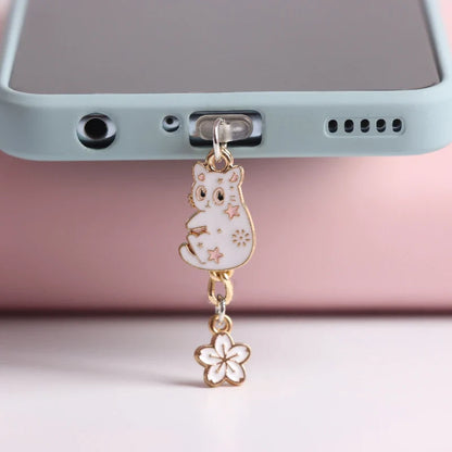Kawaii Cat Phone Dust Plug Charm: Anti-Dust Cap Pendant for iPhone & Type-C - Cute Android Charge Port Plug, Dust Protection Stopper