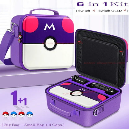 Cute Carrying Case for Nintendo Switch — Hard Shell Storage & Shoulder Bag for Switch OLED Console & Accessories