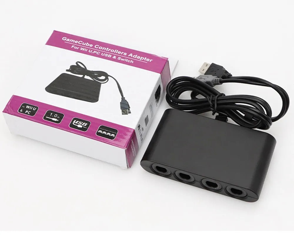 4-Port GameCube Controller Adapter – USB Converter for Nintendo Switch, Wii U, PC, and NGC – Star Fighting Game Support