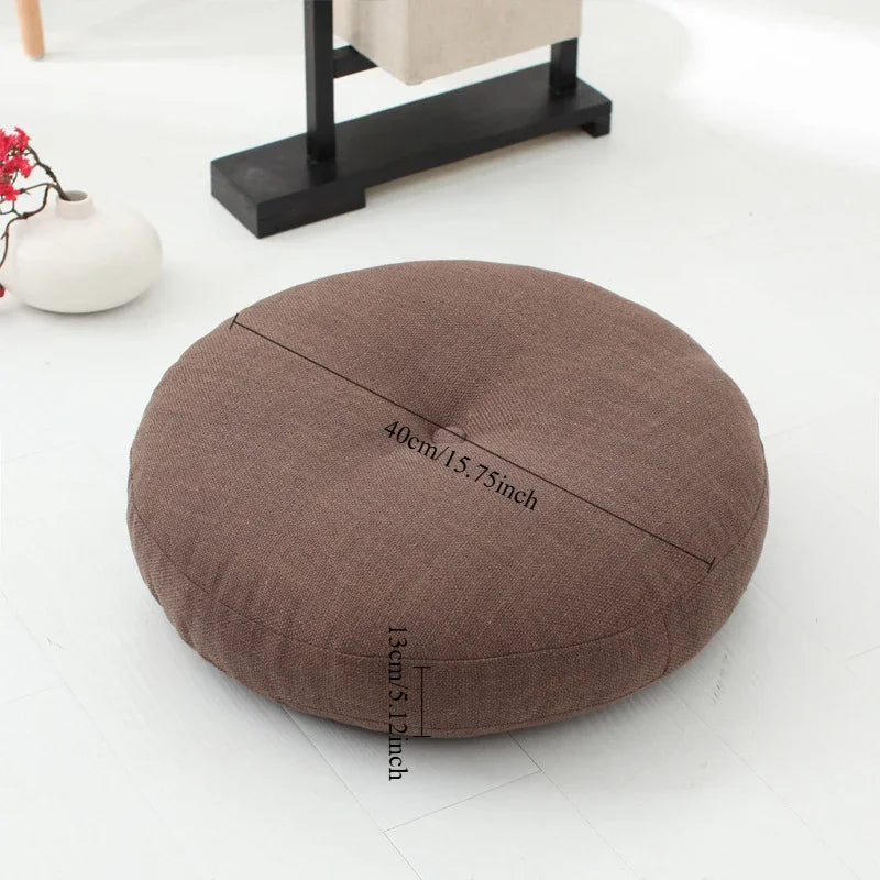 40cm Linen Seat Cushion – Soft Cotton Filled Thickened Circular Pillow for Sofa, Balcony, Office Chair & Car Seat