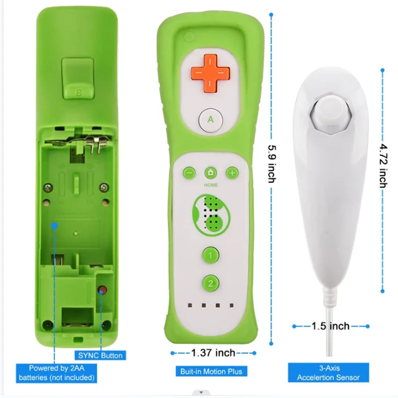 Wii Remote and Nunchuck Controller Set with Motion Plus – Gamepad for Nintendo Wii Console