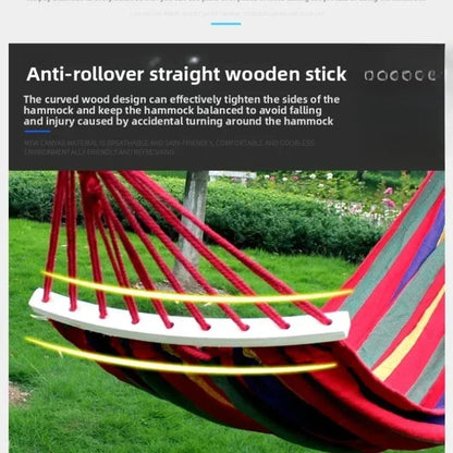 Outdoor Canvas Camping Hammock – Anti-Rollover Portable Thick Fabric Single/Double with Carry Bag