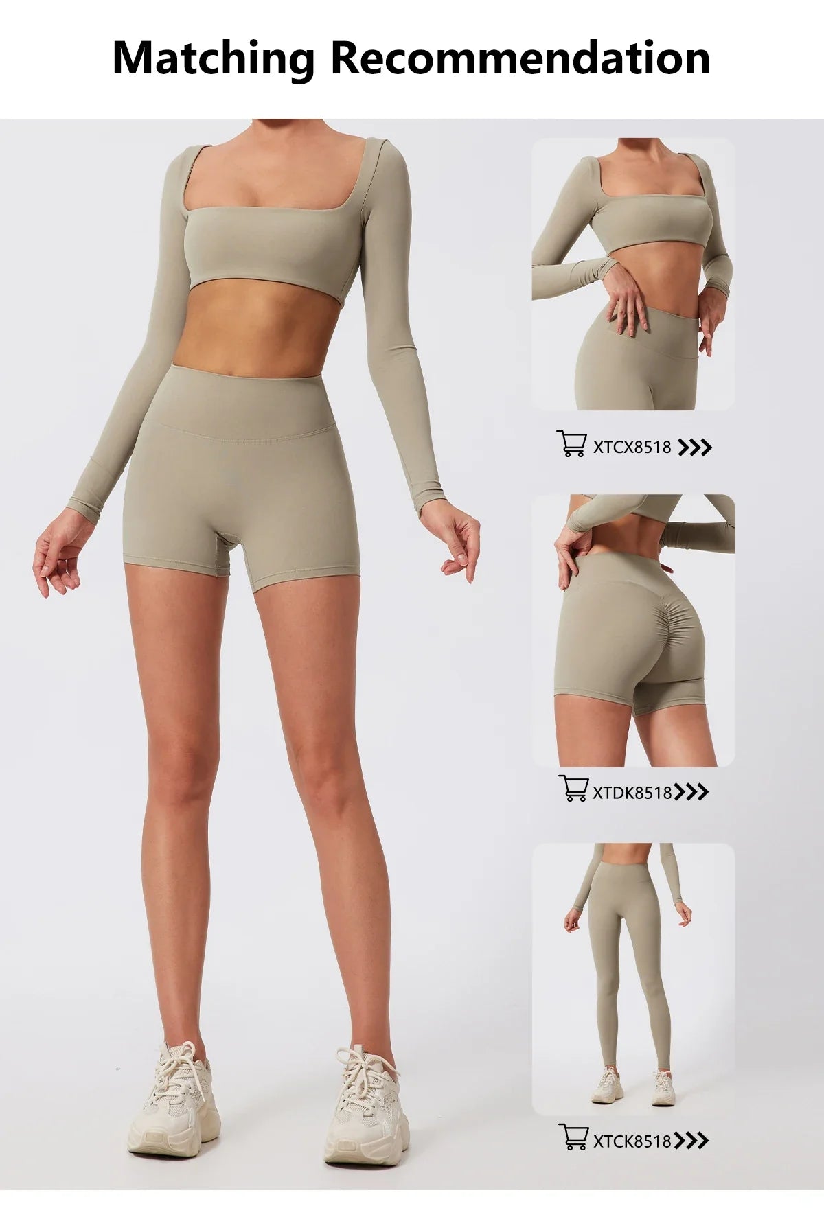 Hearuisavy 2PCS Long Sleeve Gym Set for Women, Quick-Drying Yoga Clothes, Sportswear, Running Leggings, Workout Sports Crop Top