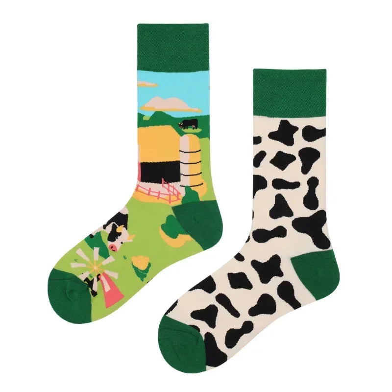 WY_New Asymmetrical Couples Mandarin Ducks Cotton Socks – Fashion Sports Colorful Medium & High Sleeve Unisex Crew Socks, Trendy Couple Gift Socks