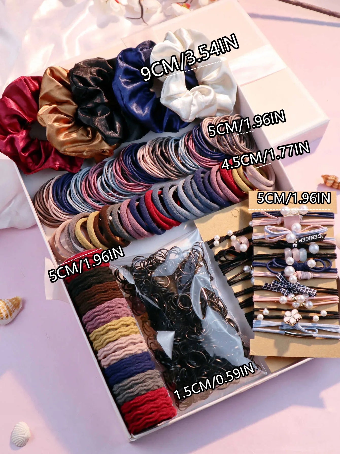 1085PCS Dark Hair Accessories Set - Seamless Ponytail Holders, Scrunchies, Hairbands & Ties for Women