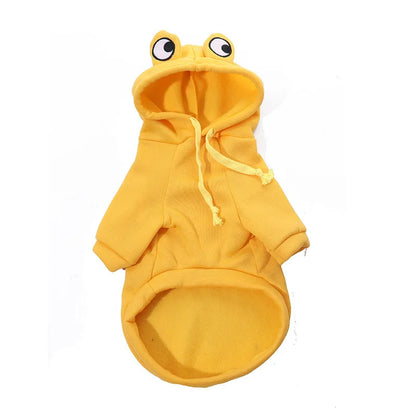 Autumn Winter Dog Hoodies: Cute Frog Print French Bulldog Puppy Costume - Soft Warm Fleece Sweatshirts for Small Dogs & Cats