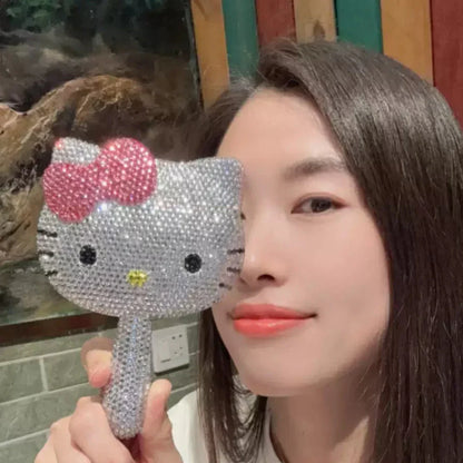 Kawaii Crystal Rhinestone Handheld Mirror – Shiny Decorative Mirror for Girls’ Birthday & Living Room Decor