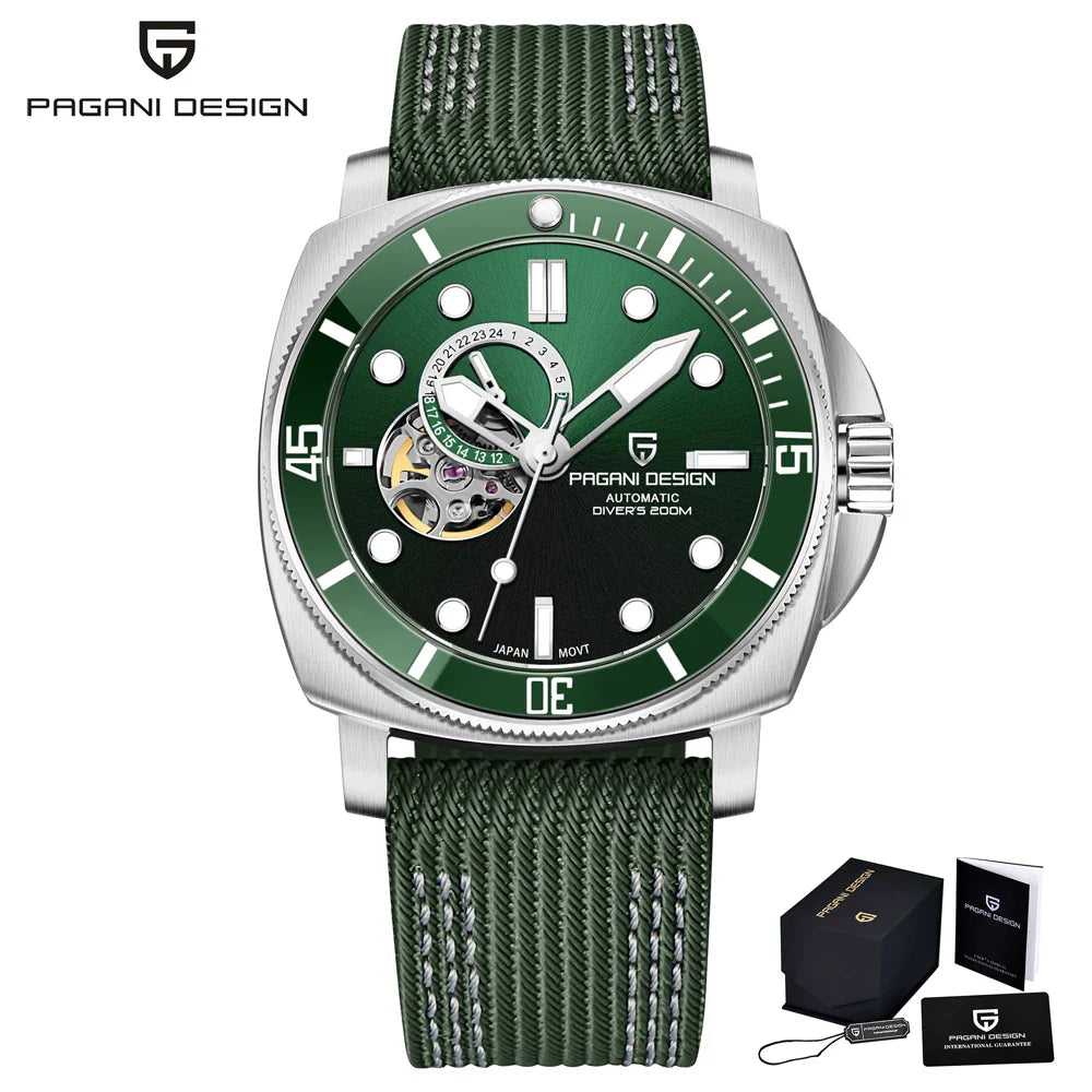 PAGANI DESIGN 2023 Men’s Tourbillon Automatic Watch – Mechanical Wristwatch with Ceramic Bezel, Luminous Display & 20Bar Waterproof