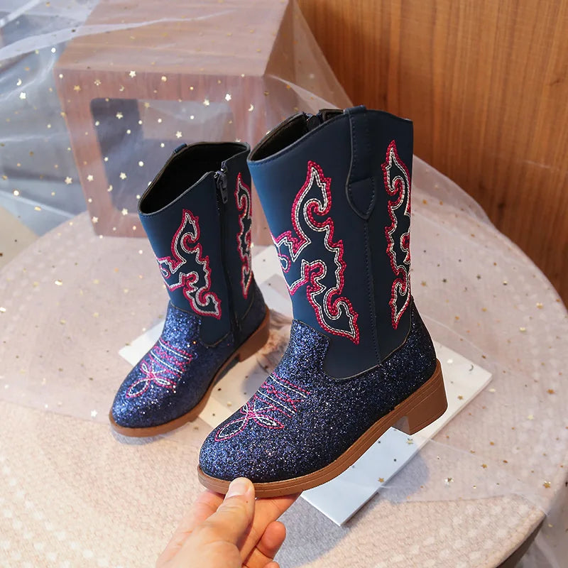 Children’s Western Embroidered Boots - Tall Fall & Winter Boots for Boys & Girls Ages 3–18