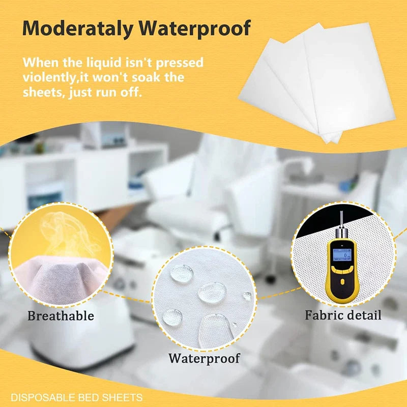100pcs Disposable White Salon & Massage Table Covers – Breathable Non-Woven Spa & Tattoo Bedsheets