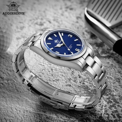 ADDIESDIVE Luxury Men’s Automatic Watch — BGW9 Luminous Bubble Mirror, Sapphire Glass, 100M Waterproof Steel Analog Timepiece