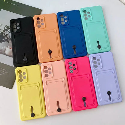 Shockproof Wallet Phone Case for Samsung Galaxy A51/A52/A53/A55 & A71/A72 – Soft Silicone Card Slot Back Cover