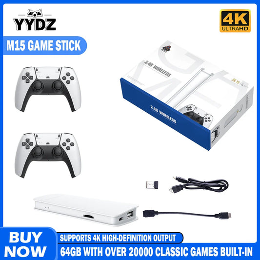 M15 Retro Game Console – 64GB, 20,000+ Games, 4K HD Output, Handheld Video Game Stick with 20+ Emulators for GBA, PS1, Arcade