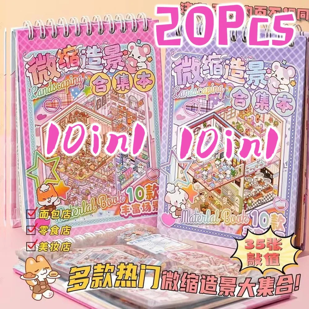 New 3D Cartoon Landscape Sticker Book - 10/20Pcs DIY Scene Pocket Stickers for Kids, Perfect Festival and Birthday Gift