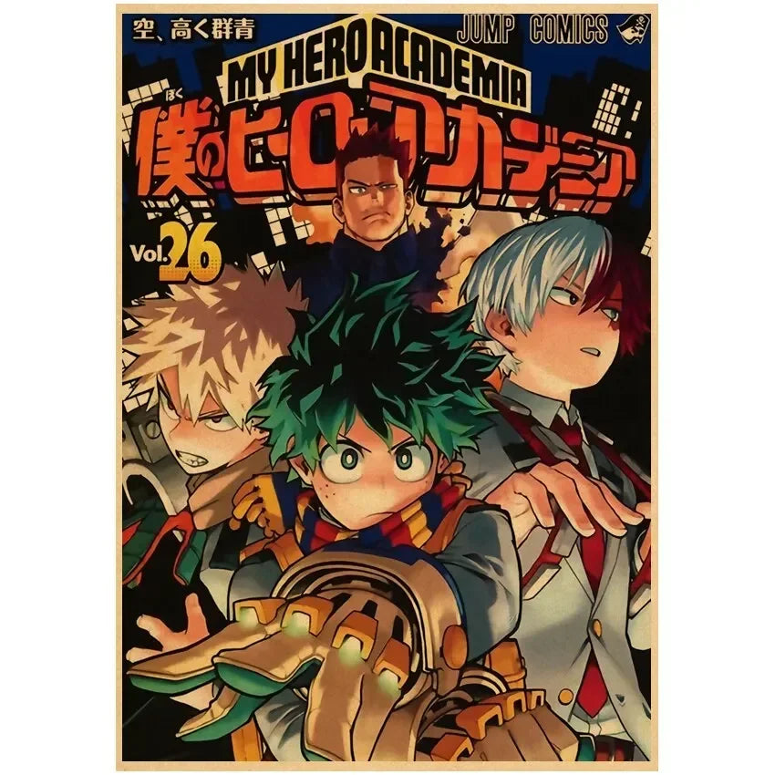 Vintage My Hero Academia Anime Poster – Retro Kraft Style Wall Art for Home Decor, Cartoon Painting & Room Decoration Sticker