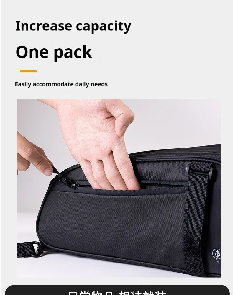 OFFBONDAGE Multifunctional Bicycle Saddlebag — Waterproof Reflective Top Tube Rack Bag, Handheld Large Capacity Adjustable Bike Bag