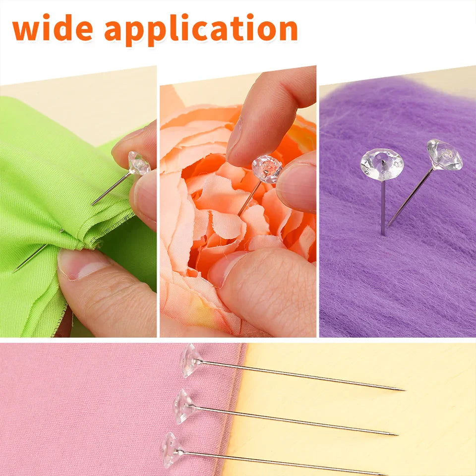 KRABALL 100pcs Diamond Bouquet Pins – Crystal Rhinestone Floral Corsage Pins for Wedding Bouquets & Bridal Decorations
