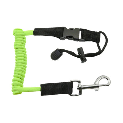 Elastic Kayak Paddle Leash — Adjustable Coiled Lanyard with Safety Hook for Fishing Rods